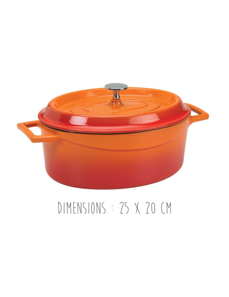 Agnelli Slowcook oranssi soikea emaloitu valurautapata kannella varustettuna