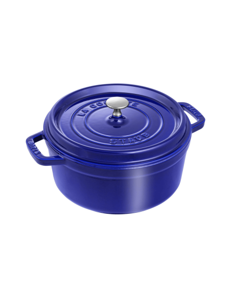Staub rund emaljerad gjutjärnsgryta, intensiv blå