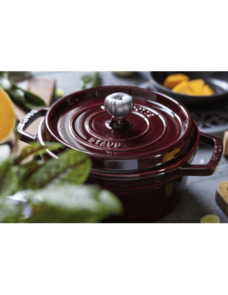 Staub ronde gietijzeren braadpan, grenadine email