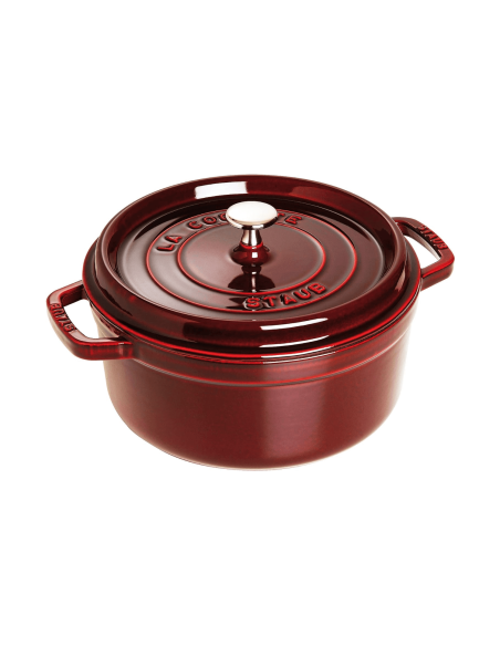 Caçarola redonda de ferro fundido Staub, esmalte grenadine