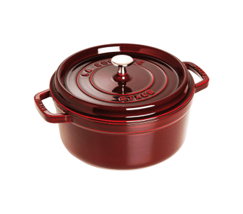 Caçarola redonda de ferro fundido Staub, esmalte grenadine
