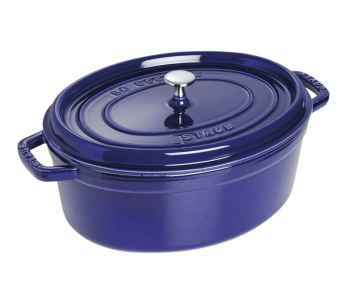 Casseruola ovale in ghisa Staub, smaltata blu profondo