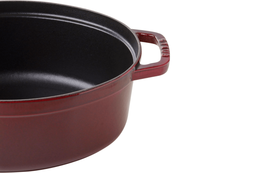 Staub soikea valurautapata, grenadiini emali