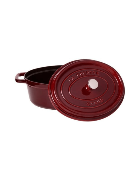 Staub oval støpejernsgryte, grenadine-emalje
