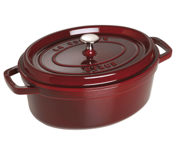 Caçarola oval de ferro fundido Staub, esmalte grenadine