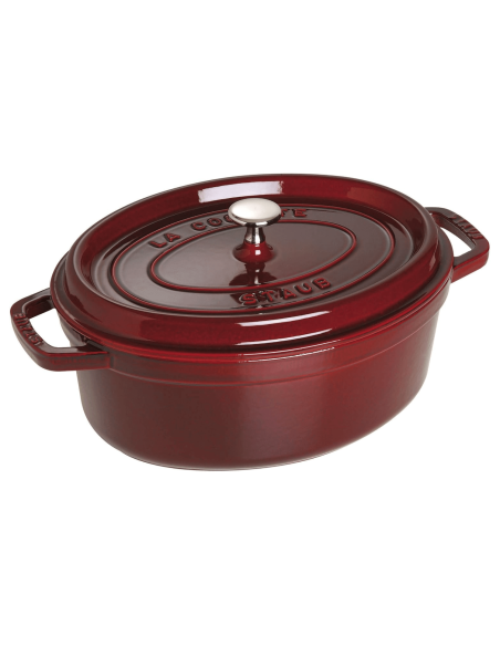 Staub oval støpejernsgryte, grenadine-emalje