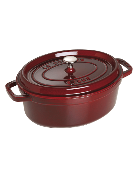 Staub oval støpejernsgryte, grenadine-emalje