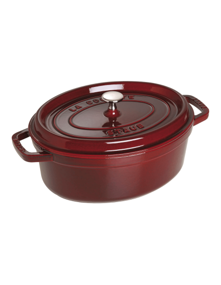 Staub oval støpejernsgryte, grenadine-emalje