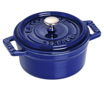Staub cacerola redonda de hierro fundido esmaltado azul oscuro 10cm