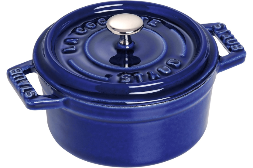 Staub rund gjutjärnsgryta emaljerad djupblå 10cm