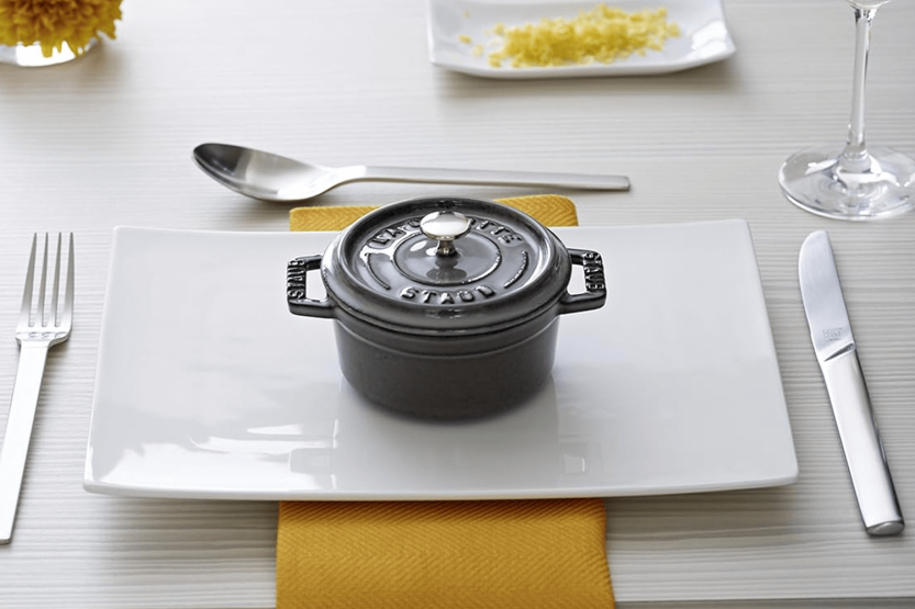 STAUB round cast iron casserole enamelled graphite grey 10cm