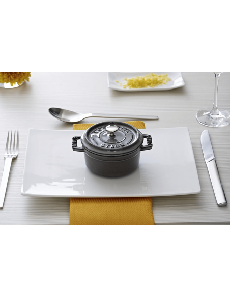 STAUB round cast iron casserole enamelled graphite grey 10cm