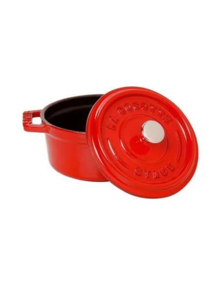 Staub ronde gietijzeren mini braadpan geëmailleerd kersen 10cm