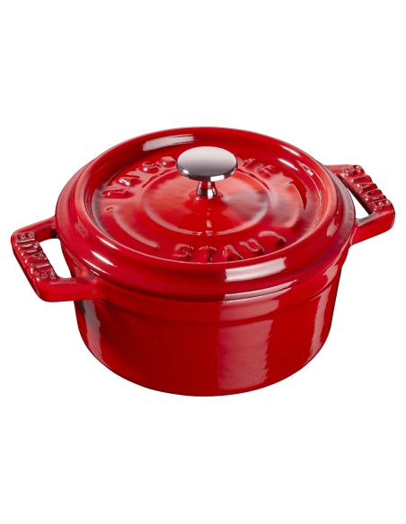 Staub round cast iron mini cocotte cherry enamel 10cm