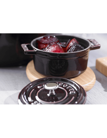 Staub rund gjutjärnsgryta emaljerad grenadine 10cm