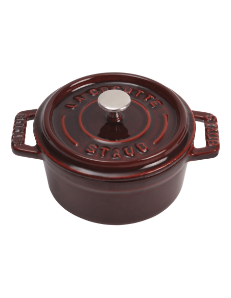 Staub round cast iron mini cocotte enamelled grenadine 10cm