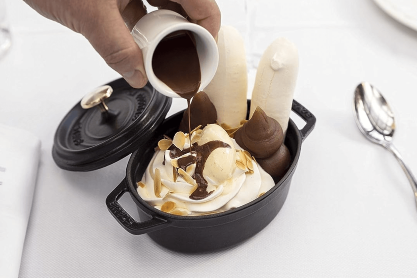 Staub cacerola redonda de hierro fundido esmaltado mate negro 10cm
