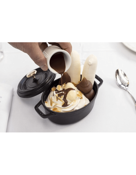 Staub cacerola redonda de hierro fundido esmaltado mate negro 10cm