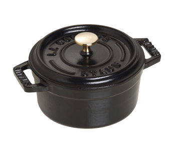 Staub rund gjutjärnsgryta emaljerad matt svart 10cm