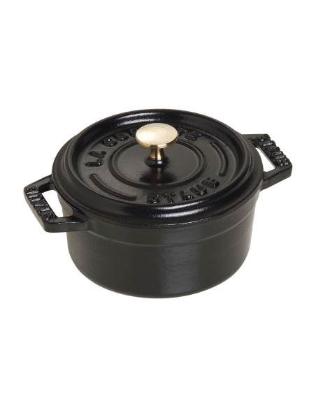 Staub cacerola redonda de hierro fundido esmaltado mate negro 10cm