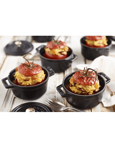 Staub cacerola redonda de hierro fundido esmaltado mate negro 10cm
