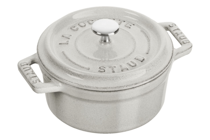STAUB pyöreä valurautainen minipata emaloitu valkoinen tryffeli 10cm