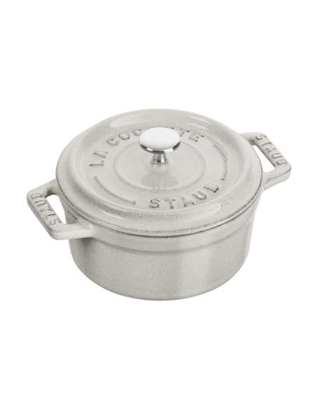 STAUB round cast iron casserole enamelled white truffle 10cm