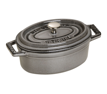 Staub mini cazuela oval de hierro fundido esmaltada gris grafito 11cm