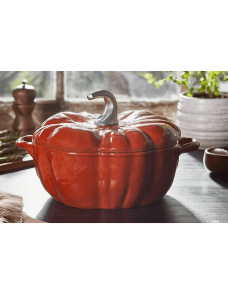 Staub pumpagryta i orange emaljerat gjutjärn 24cm