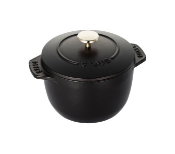 Staub Gohan mat zwart geëmailleerde gietijzeren braadpan voor rijst en peulvruchten