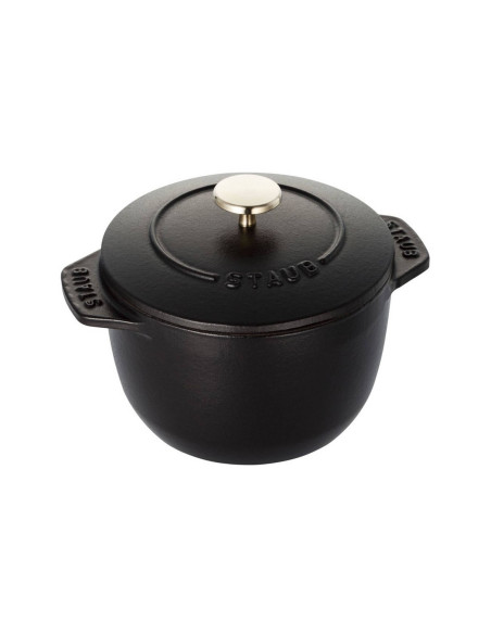 Caçarola de ferro fundido esmaltado Staub Gohan preto mate para arroz e legumes