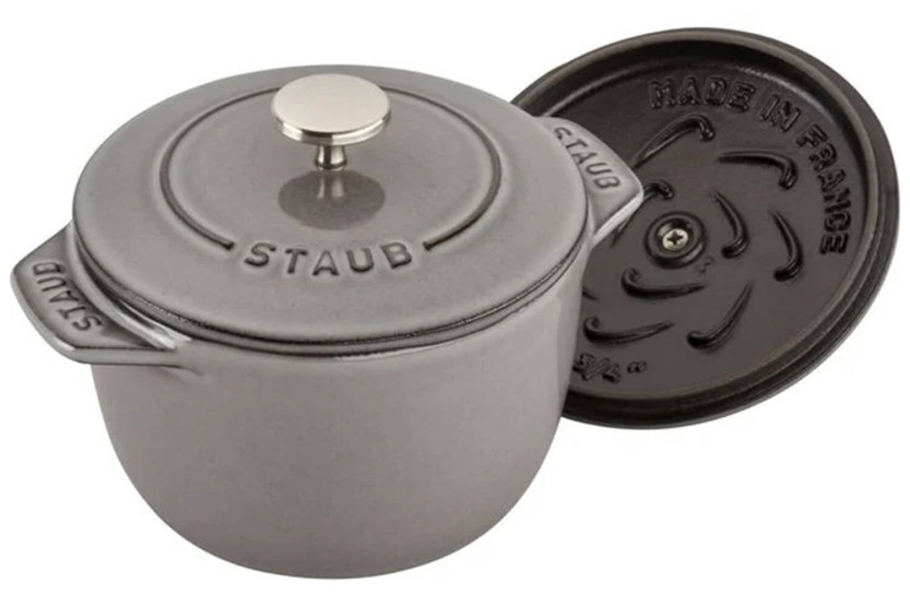 Staub Gohan grafietgrijs geëmailleerde gietijzeren braadpan voor rijst en peulvruchten