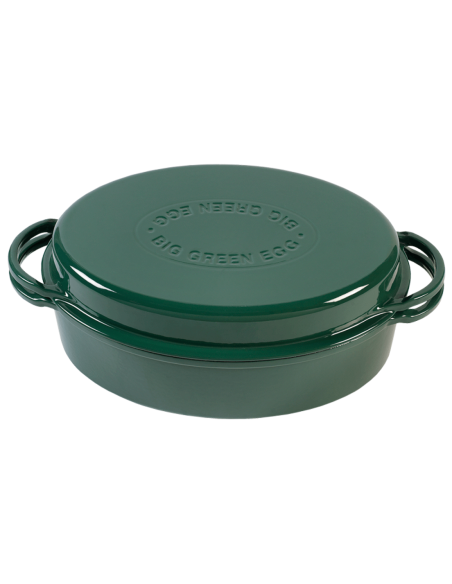 Cazuela oval de hierro fundido 5,2L para Big Green Egg Large, XLarge, 2XLarge 35cm