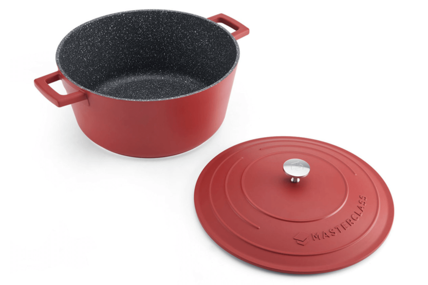 MasterClass induksjonskompatibel rund gryte i rød støpt aluminium 5L