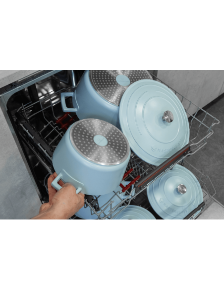 MasterClass pastel blue cast aluminium induction casserole 4L