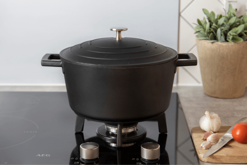 MasterClass induktionskompatibel gryde i støbt aluminium, sort 4L