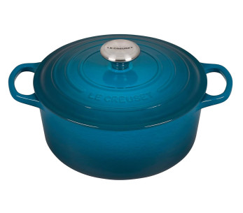 Le Creuset Signature emaloitu valurautainen kattila 24cm Deap Teal värinen