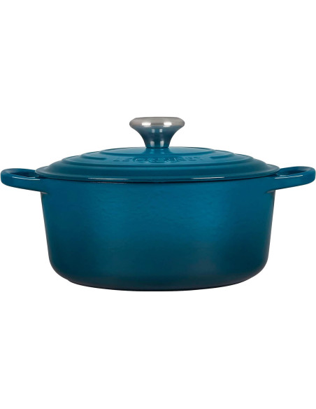 Runde Cocotte aus emailliertem Gusseisen Le Creuset Signature 24cm Deap Teal
