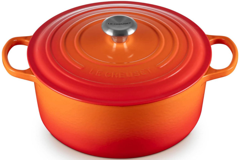 Le Creuset Signature round enamelled cast iron casserole 28cm Volcanique