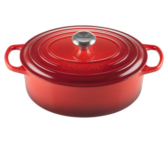 Le Creuset Signature emaljert støpejernsgryte oval 29 cm kirsebær
