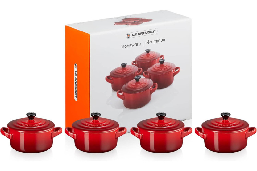 Set di 4 mini casseruole in ceramica Le Creuset da 10 cm Cerise