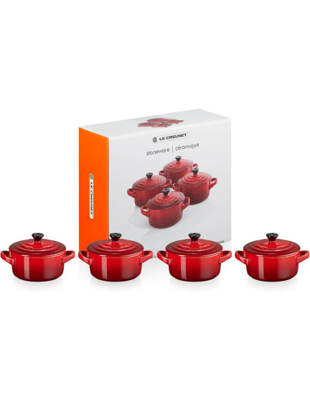 Set di 4 mini casseruole in ceramica Le Creuset da 10 cm Cerise