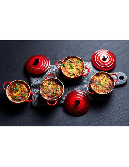 Conjunto de 4 mini caçarolas de cerâmica Le Creuset 10cm Cerise