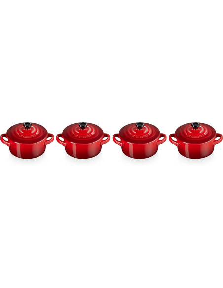 Set van 4 Le Creuset keramische mini braadpannen 10cm Cerise
