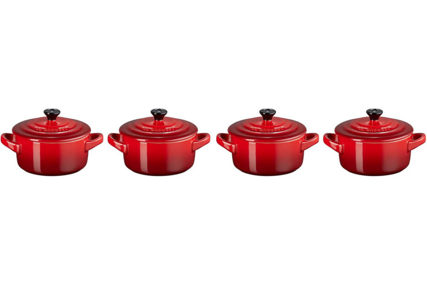 Set van 4 Le Creuset keramische mini braadpannen 10cm Cerise