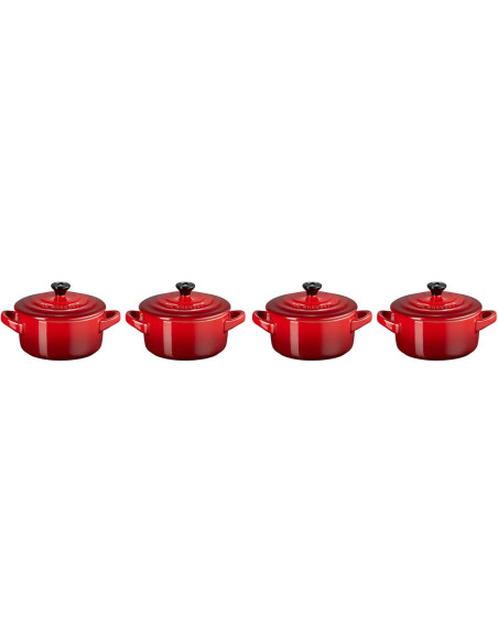 Conjunto de 4 mini caçarolas de cerâmica Le Creuset 10cm Cerise