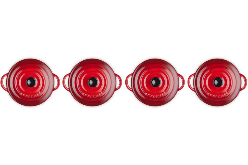 Set van 4 Le Creuset keramische mini braadpannen 10cm Cerise