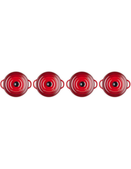 Set van 4 Le Creuset keramische mini braadpannen 10cm Cerise