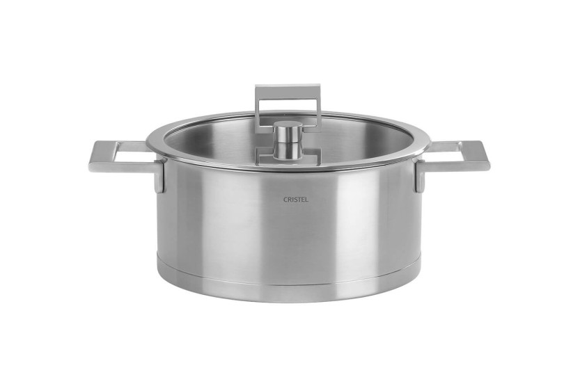 Cristel Strate Fixe braadpan van 18/10 roestvrij staal + plat glazen deksel