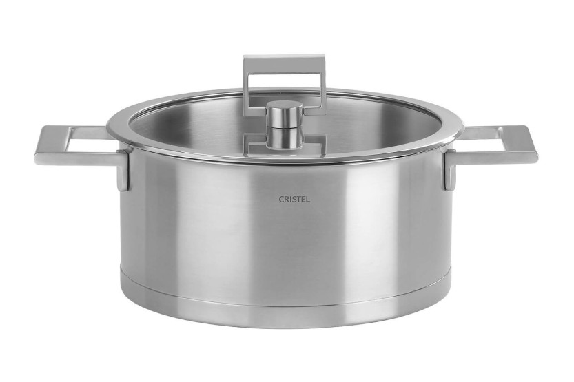 Cristel Strate Fixe braadpan van 18/10 roestvrij staal + plat glazen deksel